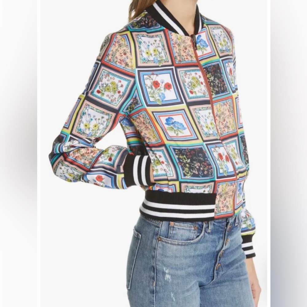 Alice + Olivia Multicolor Floral Bomber Jacket